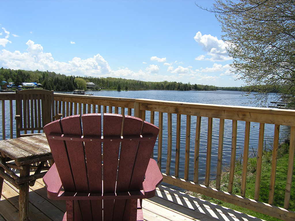 view of the Gull River from the deck